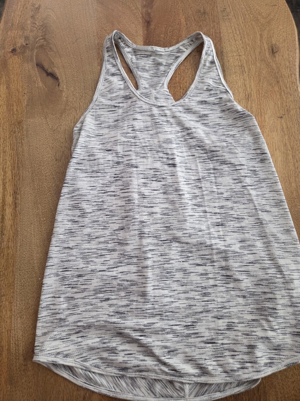 lululemon athletica Heathered White and Black Racerback Tank